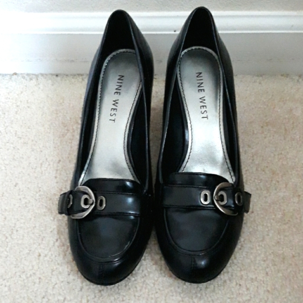 Nine West Leather heels with buckles. Size 6.5.